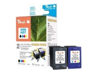 Peach Combi-Pack H56/H57 - 2-pack - svart, färg (cyan, magenta, gul) - kompatibel - bläckpatron (alternativ för: HP 56, HP 57) - för HP Deskjet 450, 55XX Officejet 6110 Photosmart 7150, 7350, 7550 psc 21XX, 2210