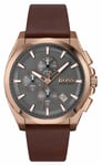 BOSS 1513882 Grandmaster Sport Lux | Brown Leather Strap Watch / Grey Male