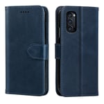 NOKOER Leather Case for OPPO Reno 4 Pro 5G, Flip Cowhide PU Leather Wallet Cover, Card Holder Leather Protective Phone Case for OPPO Reno 4 Pro 5G - Blue