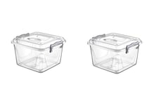 Plastic Pantry Box Transparent Storage Box Container Clip Handle Food Grade BPA Free Plastic Kitchen-Food-Flour-Storage-Container-Tub-Box-Biscuits (2, 6 Litre)