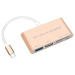COMBO T-693 5 in 1 USB-C / Type-C to SD / TF / Micro SD Card Slot + USB 3.0 + USB 2.0Ports OTG HUB Card Reader(Gold)