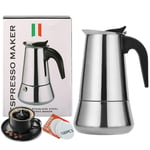 Bestine Stainless Steel Moka Pot | Stovetop Espresso Coffee Italian Induction Maker Percolater with 100 Pieces Paper Filters (12 Cup,Fullbody)