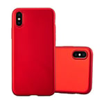 cadorabo Coque pour Apple iPhone X/XS en Metallic Rouge - Housse Protection Souple en Silicone TPU avec Anti-Choc et Anti-Rayures - Ultra Slim Fin Gel Case Cover Bumper