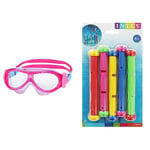 Zoggs Kids' Phantom Mask with UV Protection And Anti-fog Swimming Goggles, Pink/Purple/Aqua, 0-6 Years & Intex Summer Fun Swimming Pool Dive Sticks - 55504