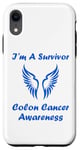 Coque pour iPhone XR Simple blue quote I'm a survivor Colon Cancer Awareness