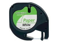 DYMO LetraTAG - Papier - blanc - Rouleau (1,2 cm x 4 m) 1 cassette(s) ruban - pour LetraTag LT-100H, LT-100T, QX50, XR