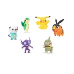 Pokémon 6 Pack de Figurines de Combat Sableye, Axew, Snivy, Tepig, Oshawott, Pikachu, Série 6, Figurine