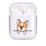 Idocolors Cute Dog Case compatible with Airpod Clear Soft TPU, [ LED Visible ] [ Supports Wireless Charging ] Protective Cover for Airpods 1st and 2nd Gen