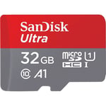 Carte Mémoire SanDisk microSDHC Ultra 32 Go + Adaptateur - Classe 10, U1, homologuée A1