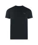 Fred Perry Mens Tonal Taped Ringer Black T-Shirt - Size Small
