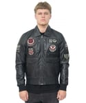 Infinity Leather Mens Air Force Bomber Jacket - Dublin - Black - Size 6XL