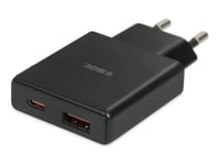 Ibox C-43 - Strömadapter - 30 Watt - 3 A - Huawei Fast Charge, Qc 3.0, Afc, Scp, Apple 2.4A, Usb Bc 1.2, Power Delivery 3.0 + Pps - 2 Utdatakontakter (Usb, 24 Pin Usb-C) - Svart