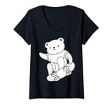Womens Cool Skater Bear Funny Teddy Bear with Skateboard V-Neck T-Shirt