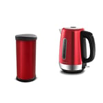 CURVER Metal Effect Kitchen One Touch Deco Bin, Red, 40 Litre & Morphy Richards Equip Red Jug Kettle - 1.7L - Rapid Boil - Limescale Filter - 102785