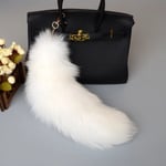 Plush räv svans Nyckelring Pälsdjur Svans Nyckelring Nyckelring 40cm Djur Svans vit white