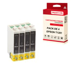 NOPAN-INK - x4 Cartouches compatibles pour EPSON T1281 XL T1281XL Noir (Renard) pour Epson Stylus Office BX 305 F BX 305 FW Stylus SX 125 130 230 235
