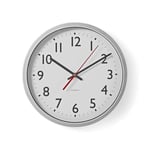Väggklocka | Diameter: 300 mm | Plast | Silver / Vit