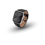 JT Berlin Charlie Bracelet en cuir pour Apple Watch 49 mm / 45 mm / 44 mm / 42 mm [Watch Ultra, Watch SE, Series 8/7/6/5/4/3/2/1, fermoir en aluminium] Noir/Argent, noir/argenté, Classique
