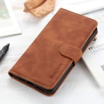 Phone Case for HTC Desire 20 Pro, Sturdy Practical HTC Desire 20 Pro Phone Case, Magnetic Flip Wallet Case for HTC Desire 20 Pro, Brown