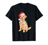 Yellow Labrador Retriever Santa Hat Christmas Lights Gift T-Shirt
