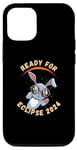 Coque pour iPhone 12/12 Pro Souvenir Eclipse solaire 2024 Lapin avec lunettes Eclipse