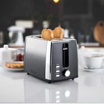 Daewoo Callisto Compact Black Fade 2 Slice Toaster Stainless Steel LED Buttons