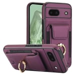 För Google Pixel 8a Kickstand Case Telefonfodral med Kortfack - Lila