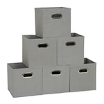 Household Essentials 84-1 Bacs de rangement pliables en tissu | Lot de 6 cubes avec poignées | Teafog, gris, 2,7 kg, gris