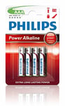Philips LR03P4B/05 - Power Alkaline AAA Battery Pack - (1 x Blister 4 Pack) - 1.5V
