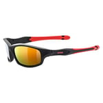 uvex Sportstyle 507 - Sunglasses for Kids - Mirrored Lenses - incl. Headband - Black Matt Red/Red - One Size
