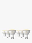 Philips Hue White Ambiance Wireless Lighting LED Light Bulb with Bluetooth, 5.7W GU10 Bulb, Pack of 6