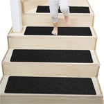 BAODELI anti-slip carpet stair treads, 8 inches X 30 inches, best grip, anti-slip safety carpet suitable for children, the elderly and pets, anti-slip indoor stair steps (14pc, Ordinary black)