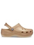 Crocs Classic Platform Glitter Clog Wedge - Shitake Brown, Brown, Size 8, Women