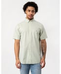 Gant Mens Regular Fit Short Sleeve Poplin Gingham Shirt - Olive - Size Large