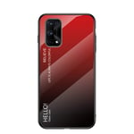 BRAND SET Case for Realme 7 Pro Protective Case Gradient Design Ultra-thin Tempered Glass Back Cover Hard Cover Scratch-resistant Soft TPU Silicone Crash Case Shockproof Suitable for Realme 7 Pro-Red