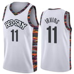 RL Brooklyn 11# Irving Basketball Clothes, Basketball Sports Vest, Mesh Breathable Jerseys Shorts, Sleeveless T-Shirt(S-2XL),Aa/White,L