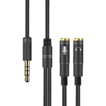 DTJ ATR 2-in-1 3.5mm Male to Double 3.5mm Female TPE High-elastic Audio Cable Splitter, Cable Length: 32cm(Black) (Color : Black)