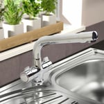 Modern Swivel Spout Twin Handles Monobloc Kitchen Sink Mixer Tap Heavy Duty