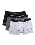 Lacoste Men's 5H3411 Boxer Shorts, Noir/Bitume Chine-Argent, M (Pack of 3)