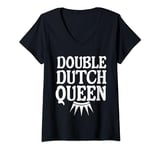 Womens Double Dutch Queen jump rope master V-Neck T-Shirt