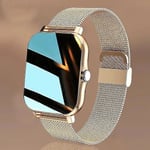 Smart Watch Herr Dam Smartwatch För Android Telefoner Iphone Pulsmätare Fitness Tracker Guld