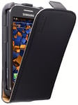 mumbi PREMIUM Cuir véritable Flip Samsung Galaxy Ace 2 - Housse Coque Etui à clapet Ace II poche Noir