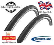 2 x 700 x 28c Black Schwalbe Lugano Tyres With K-Guard Next Day Delivery**
