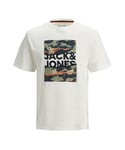 Jack & Jones JACK&JONES Mens casual cotton t-shirt crew neck short sleeves - White - Size Medium