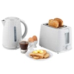 PROGRESS COMBO-5627 Chevron Kettle & 2 Slice Toaster Breakfast Set - Grey