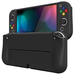 PlayVital Coque de Protection Souple pour Nintendo Switch OLED,ZealProtect Protecteur Joycon Grip Cover pour Switch OLED avec Capuchon Joystick&Caps Bouton ABXY-Noir