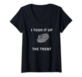 Womens Funny Vintage Narrowboat Canal Barge Up The Trent V-Neck T-Shirt