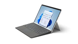 Microsoft Surface Pro 8 Ordinateur Portable (Windows 11,écran Tactile 13’’, 8 Go RAM, 256 Go SSD, Intel Core i5, Platine) + Clavier Signature Keyboard Noir (AZERTY) + Stylet Slim Pen 2
