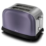 Swan Metallic Plum Purple Stainless Steel 2 Slice Electric Toaster New