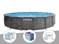 Kit piscine tubulaire Intex Baltik ronde 5,49 x 1,22 m + B?che ? bulles + 6 cartouches de filtration + Kit d'entretien